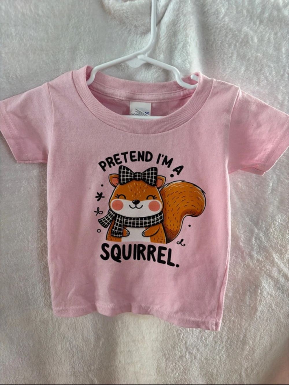 Gildan Pink Kids' Graphic Tee with Cute Squirrel Print